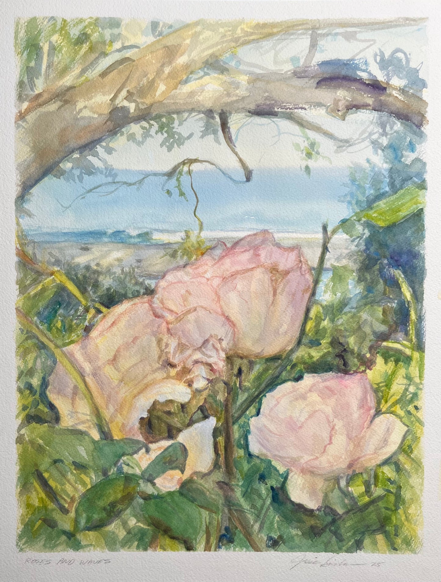 Roses and Waves 12x16