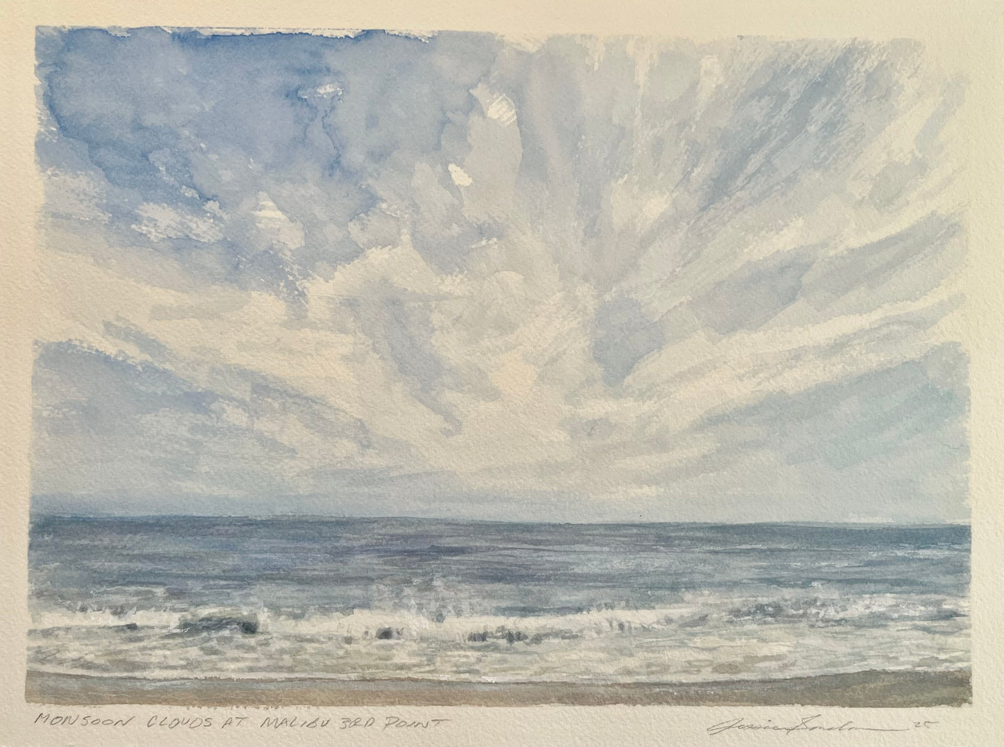 Monsoon Clouds at Malibu 3rd Point 9x12
