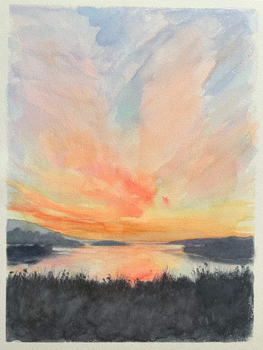 “Sunrise at Malibu Lagoon II” 15x11