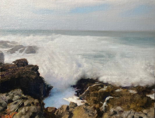 Waves Crashing on the Rocks at Sea Ranch 11x14